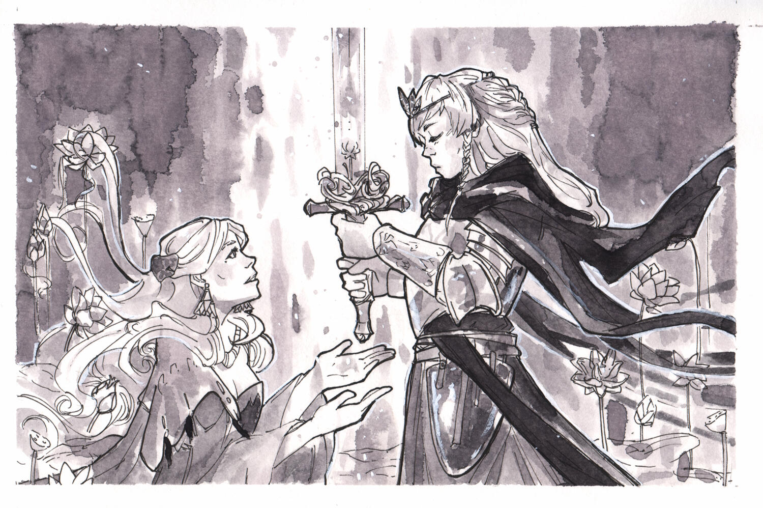 Fire pact, gouache on paper,