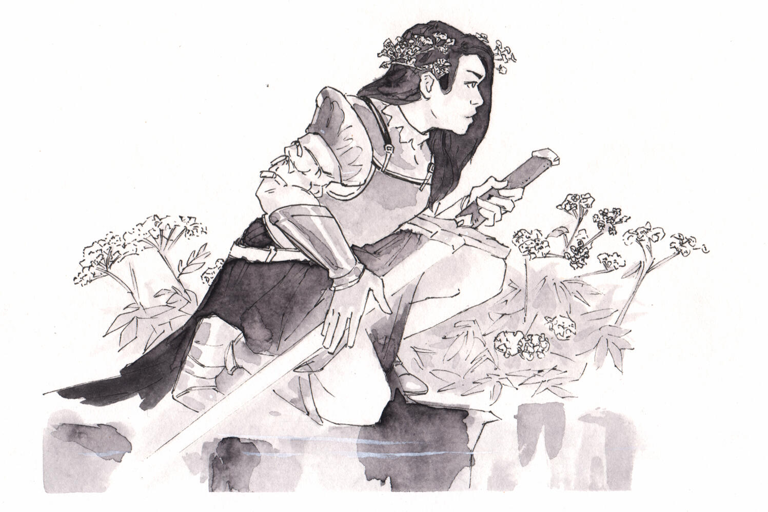 Camelia, gouache on paper 24x32cm