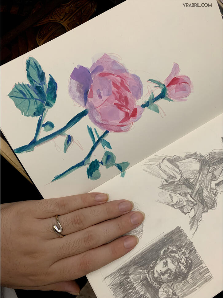 Gouache and pencil sketches