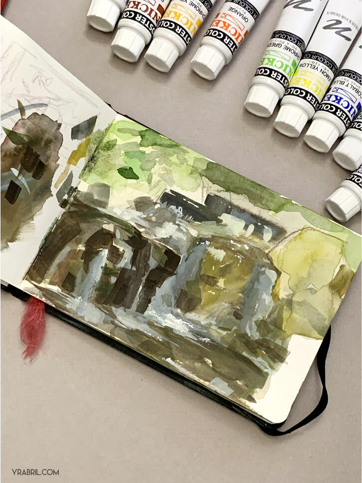 Plein Air - Japan - Gouache on paper