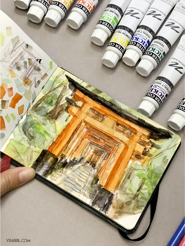 Plein Air - Japan - Gouache on paper