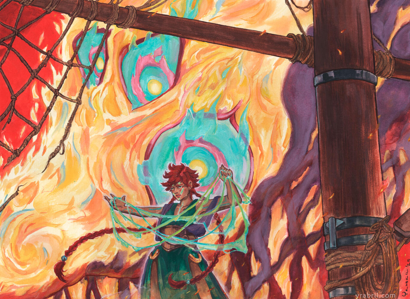 Fire pact, gouache on paper,